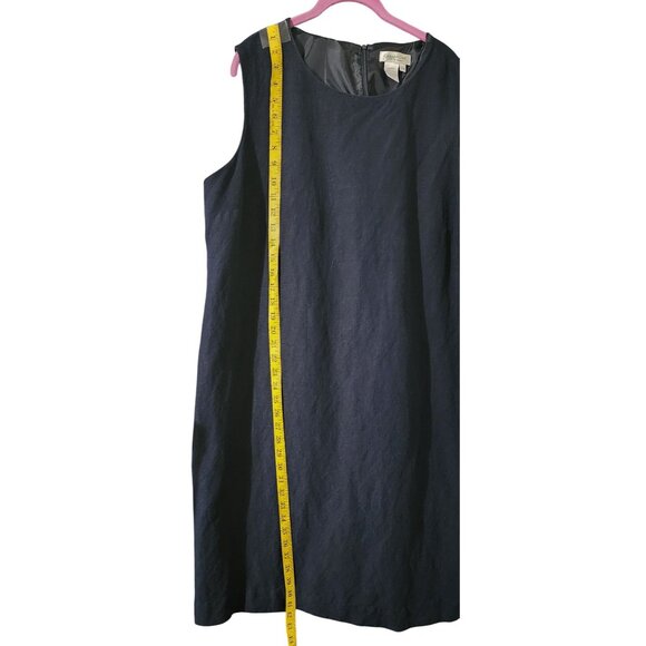 Coldwater Creek Womens Navy Sleeveless Linen Blend Dress W/ Back Zipper Size 20W - Picture 6 of 6